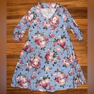 LuLaRoe Kids Casual Dress in Blue and Pink Floral